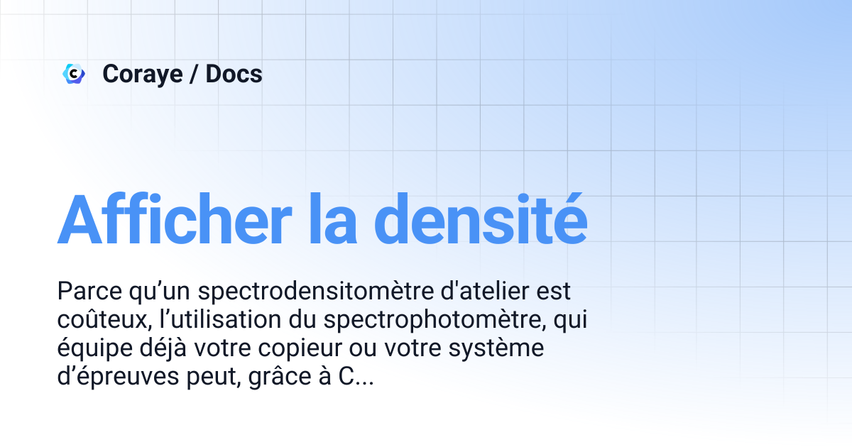 Afficher la densité | Français | Coraye / Docs