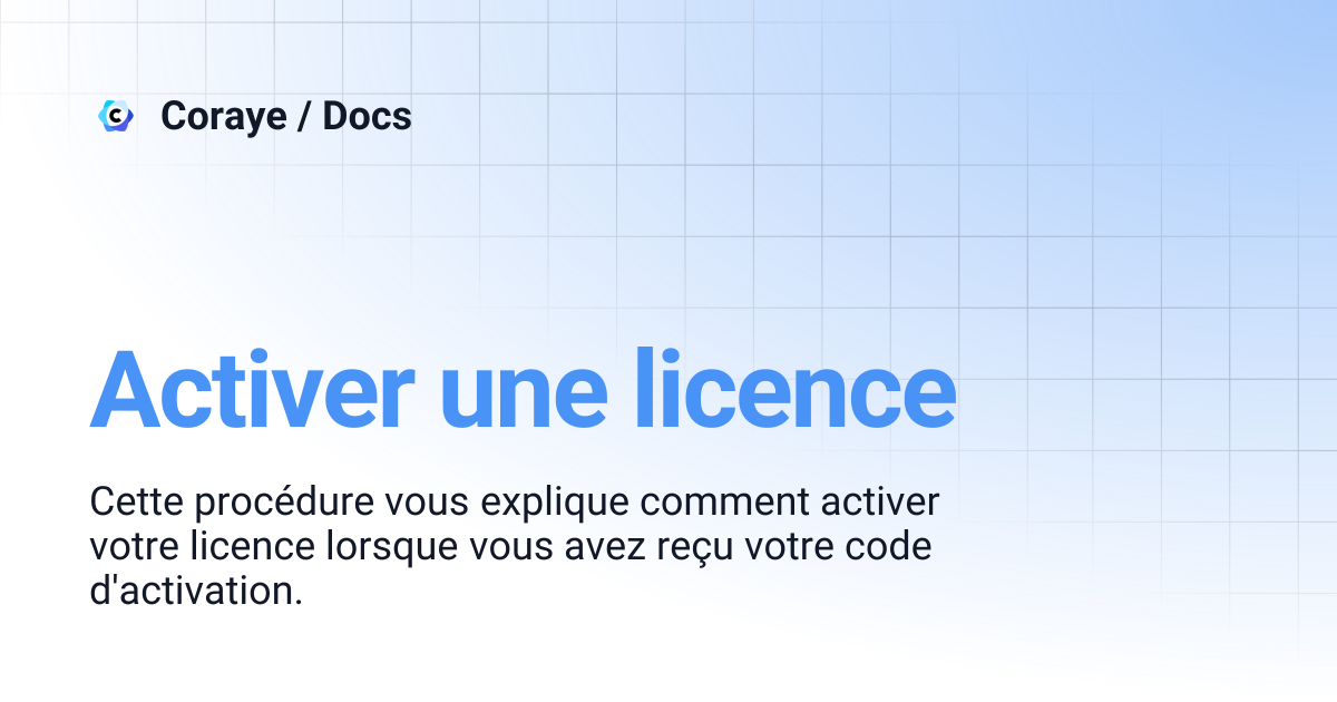 Activer une licence | Français | Coraye / Docs