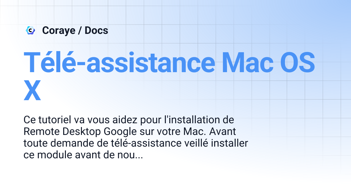 Télé-assistance Mac OS X | Français | Coraye / Docs