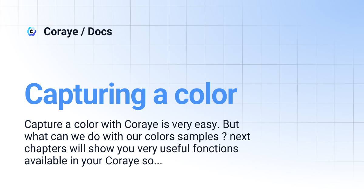 Capturing a color | Coraye / Docs